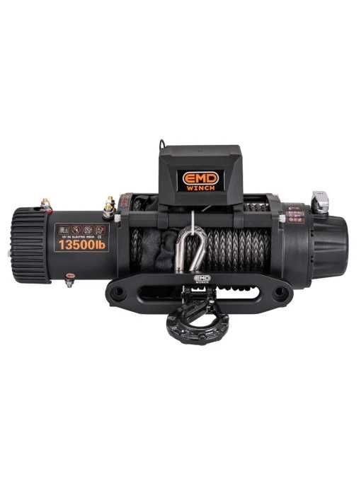 Troliu electric auto EMD Winch 13500lbs (6123kg), 12V, cablu sintetic, 25m, raport 150:1
