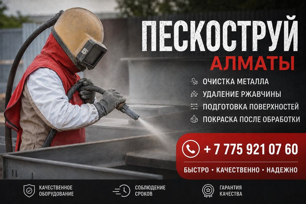ПЕСКОСТРУЙ В АЛМАТЫ
Очистка металла, бетона и других поверхностей быст