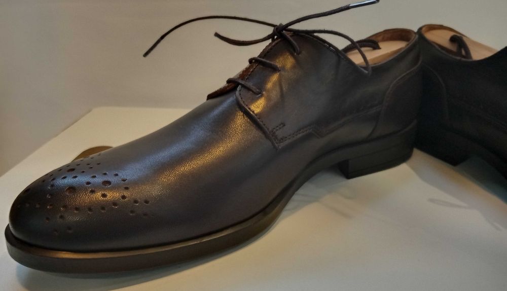 Pantofi derby cap toe de lux Minelli Italy 39 40 piele naturala