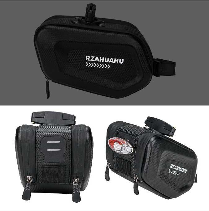 Borseta pt bicicleta, piele artificiala si carbon 20X12X12cm