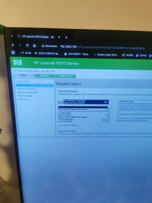 imprimantă laser HP LaserJet P2015n