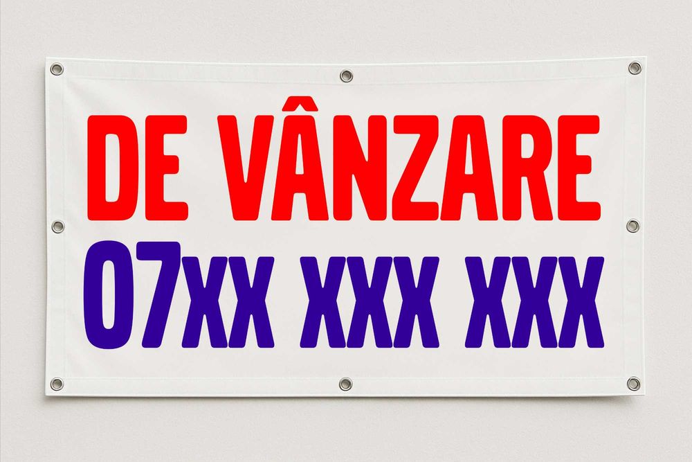 Banner publicitar de inchiriat - de vanzare cu capse metalice