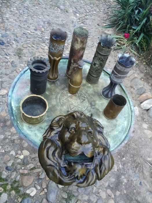 Vaza, scrumiera cap leu si tava artizanal alama evreic pt colecție