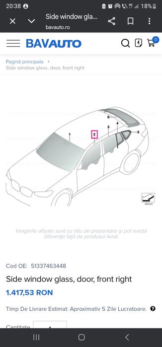 Sticla geam usa dreapta fata BMW X4 G02 F98 7463448