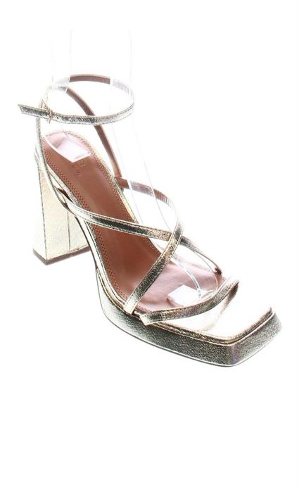 Златисти дамски сандали ASOS дебел ток