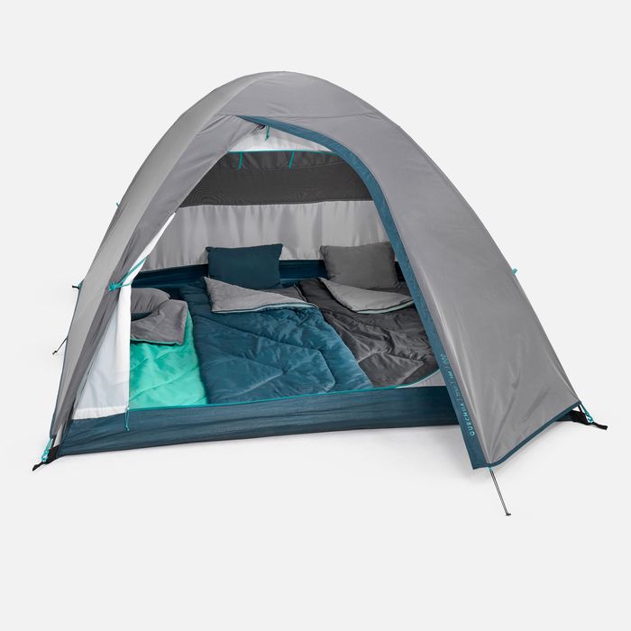 Cort de camping 3 locuri, Mh100 gri - No - produs resigilat Decathlon