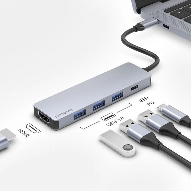 USB-C хъб Proove Iron Link 5в1 (HDMI, USB 3.0, PD) - нов, запечатан