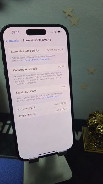 iPhone 15 Black 128GB Baterie:100% Preṭ fix!