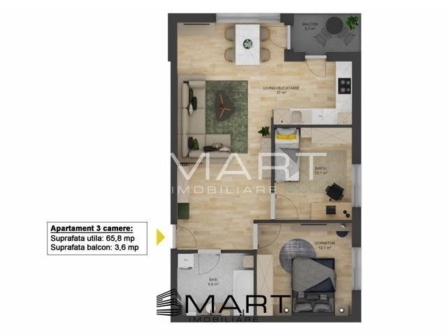 Apartament decomandat cu 3 camere Doamna Stanca