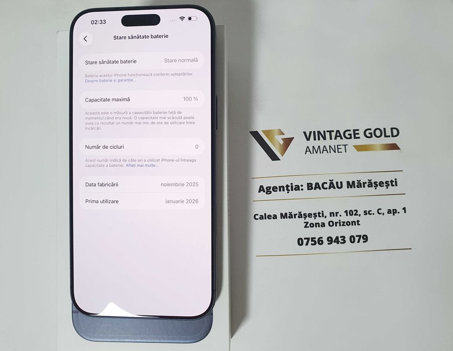 iPhone 17 PRO MAX, 256 GB. 0 INCARCARI-Vintage Gold Bacau Marasesti