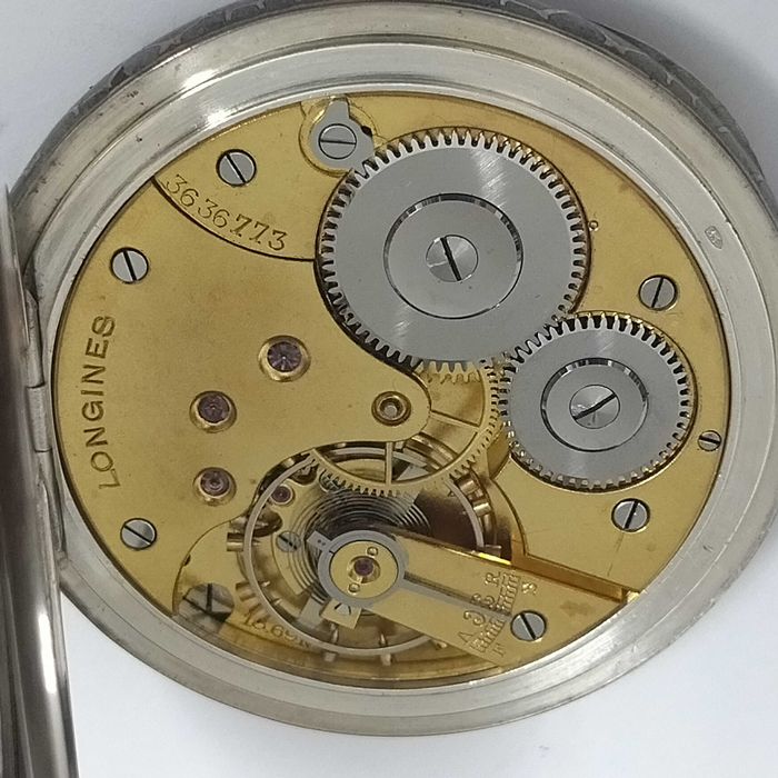 LONGINES джобен часовник, сребро/silver 0,900, идален, много рядък