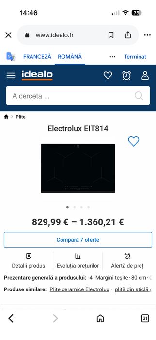 Plită cu inducție Electrolux EIT814 Fabricată în Germani  Nouă