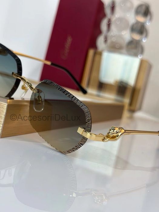 Ochelari de Soare Cartier CT0601S Noi Full Box Panthere Verificare Colet Gold