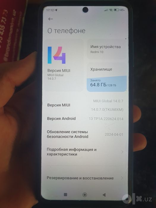 Redmi 10 holati zor hammajoyi radnoy karobka dakument bor