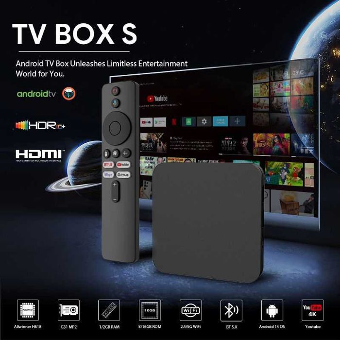 Tvbox-S Allwinner H618 ATV 4K 2/16 Android 14+бесплатные каналы