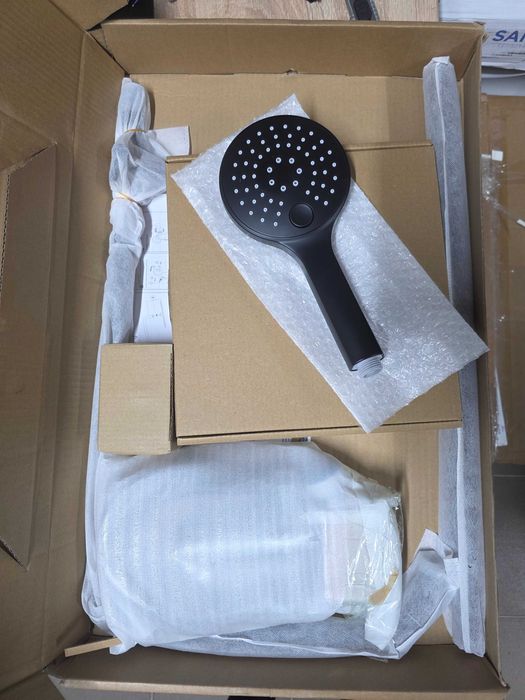 Sistem de duș cu efect de ploaie Görbach fără robinet de duș Economisire apă Negru mat (D25MB)