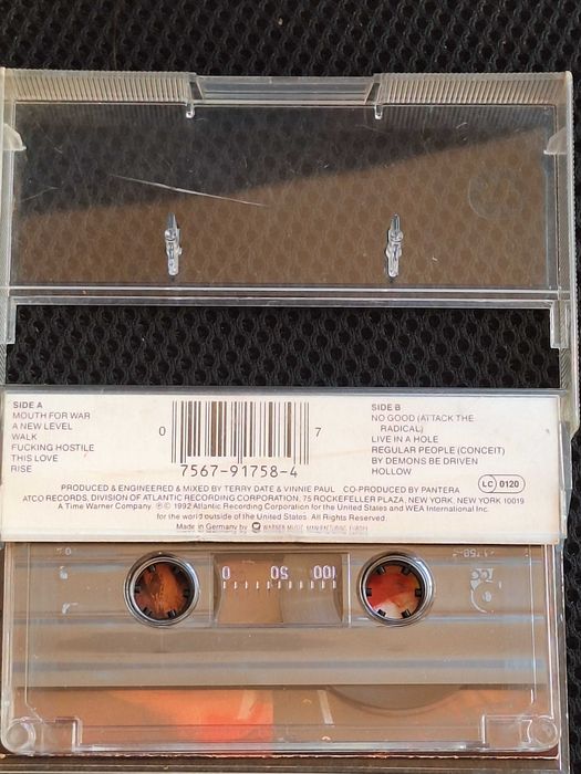Аудио касета Pantera "Vulgar Display Of Power“ studio album audio cassette, Оригинално издание