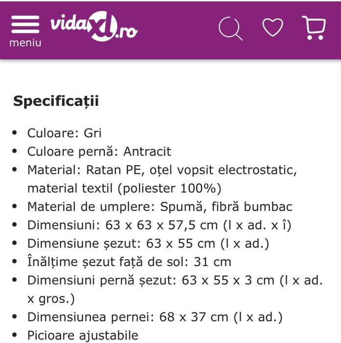 vidaXL Canapea/mobilier de grădină, cu perne, gri, poliratan