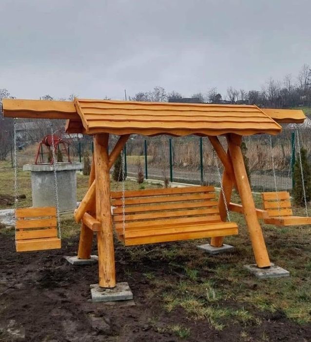 Balansoar din lemn rustic / leagan lemn rotund