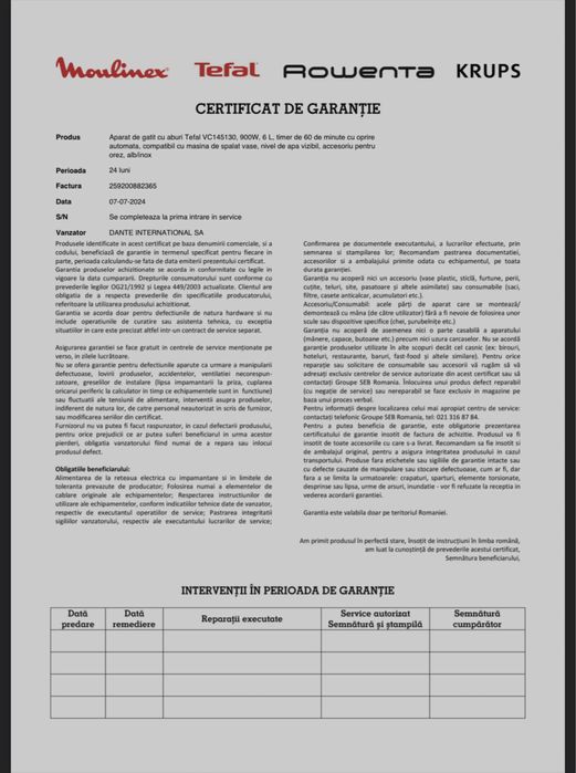 Aparat de gatit cu aburi Tefal VC145130, 900W, 6 L