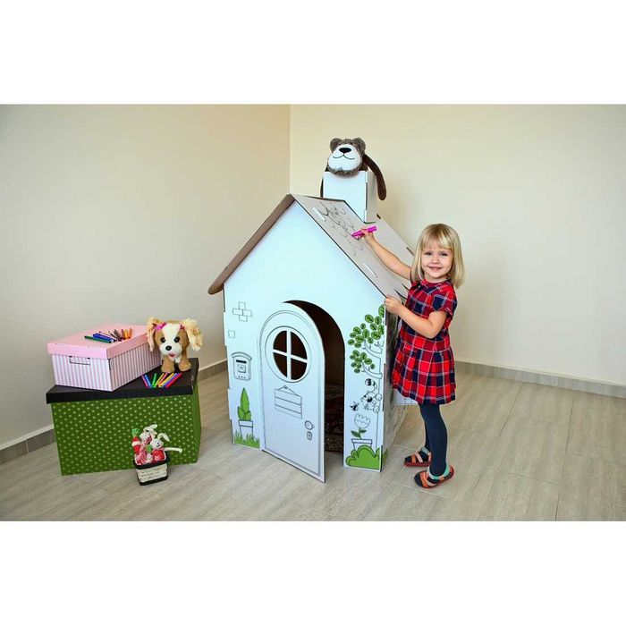 Детска картонена къща за рисуване и оцветяване