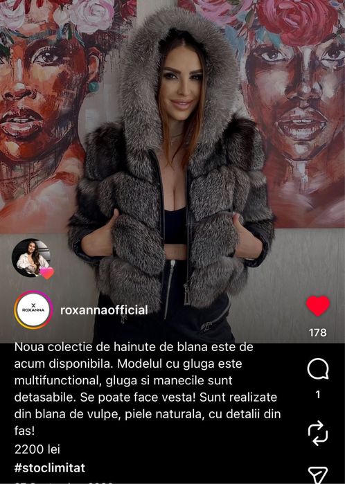 Haină din blană de vulpe – piele naturală, nouă, superbă