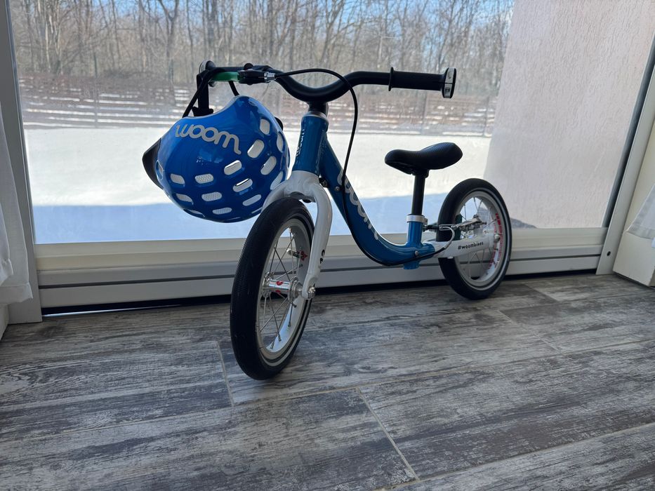 [VÂND] Set Second Hand: Bicicletă Woom 1 + Cască Woom XS – Albastru
