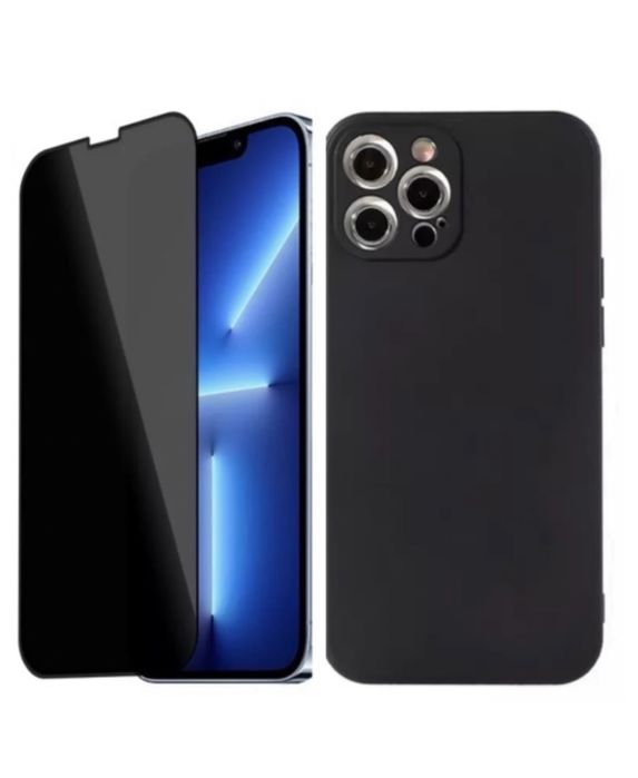 Pack Husa Silicon Solid Case + Folie Sticla 99H Iphone 13 14 PRO MAX