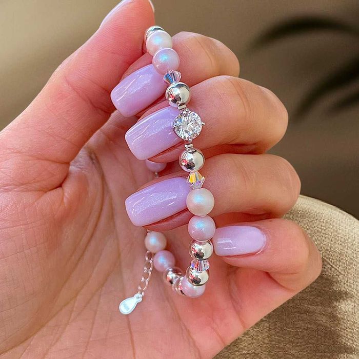 Дамска Сребърна Гривна с Кристали и Перли Сваровски/Swarovski