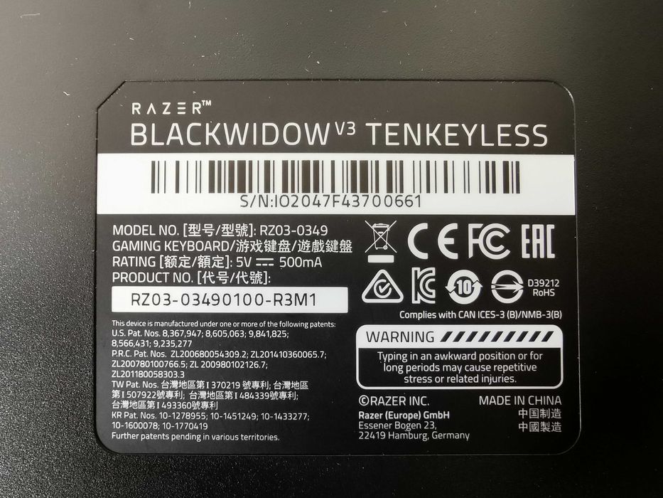 Клавиатура Razer BlackWidow V3 Tenkeyless с Razer Chroma подсветка