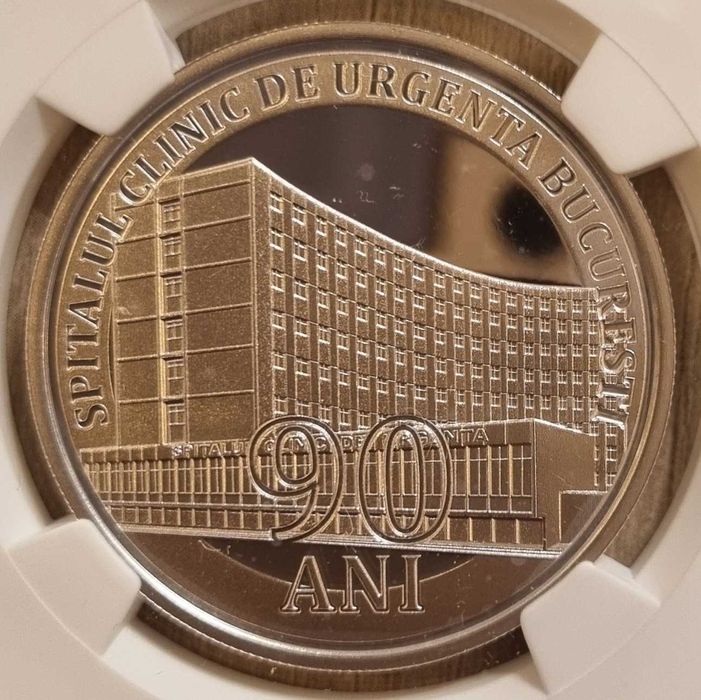 Moneda BNR 10 lei argint Spitalul deUrgenta gradata NGC PF 66 UC