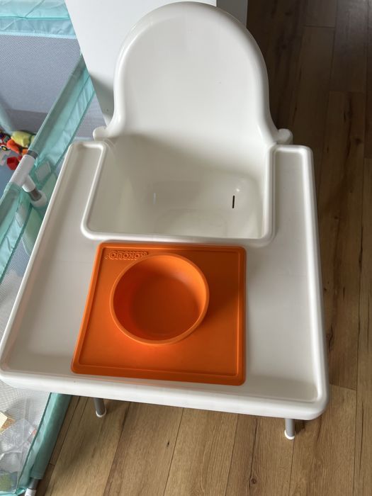 Scaun masa copii + perna spate + farfurie antiderapanta