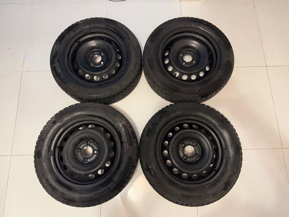Set 4 roti Dacia Logan jante de tabla r15 4x100 + anvelope all season M+S 185/65 R15 stare ca noi
