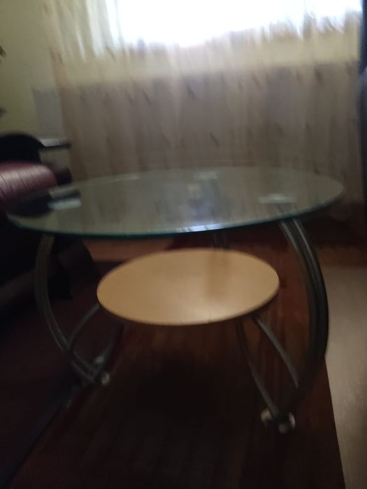 Masa masuta cafea rotunda sticla f eleganta D:65 H:42 picioare metal