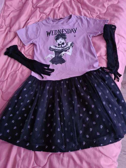 Комплект Рокля Wednesday Adams с мрежести ръкавици 6-8 г и обувки