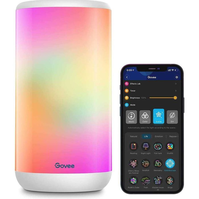 Lampa LED inteligenta Govee Aura Smart H6052 RGBWW, Wi-Fi, sincronizare muzica, lumina alba si colorata, 350 lm, compatibi Alexa/Google Assistant,1280
