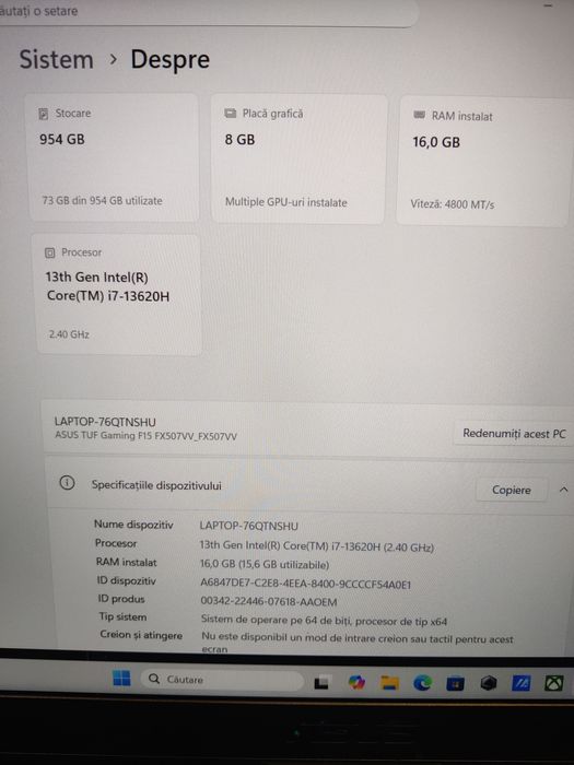 Hope Amanet P8 Asus Tuf F15 i7-13620H  16GB RAM 1 TB SSD RTX 4060