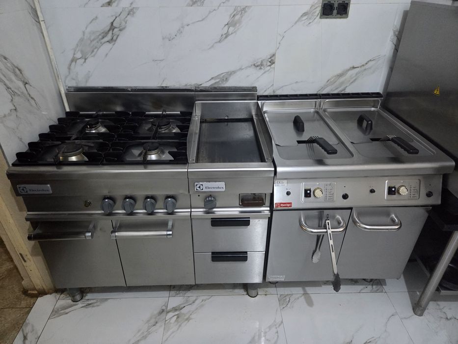 Gratar gaz inox, cu banc, gratar electric 380v de putere