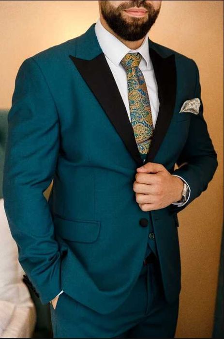 Costum de Mire Elegant (4 Piese) - Verde Petrol și Negru