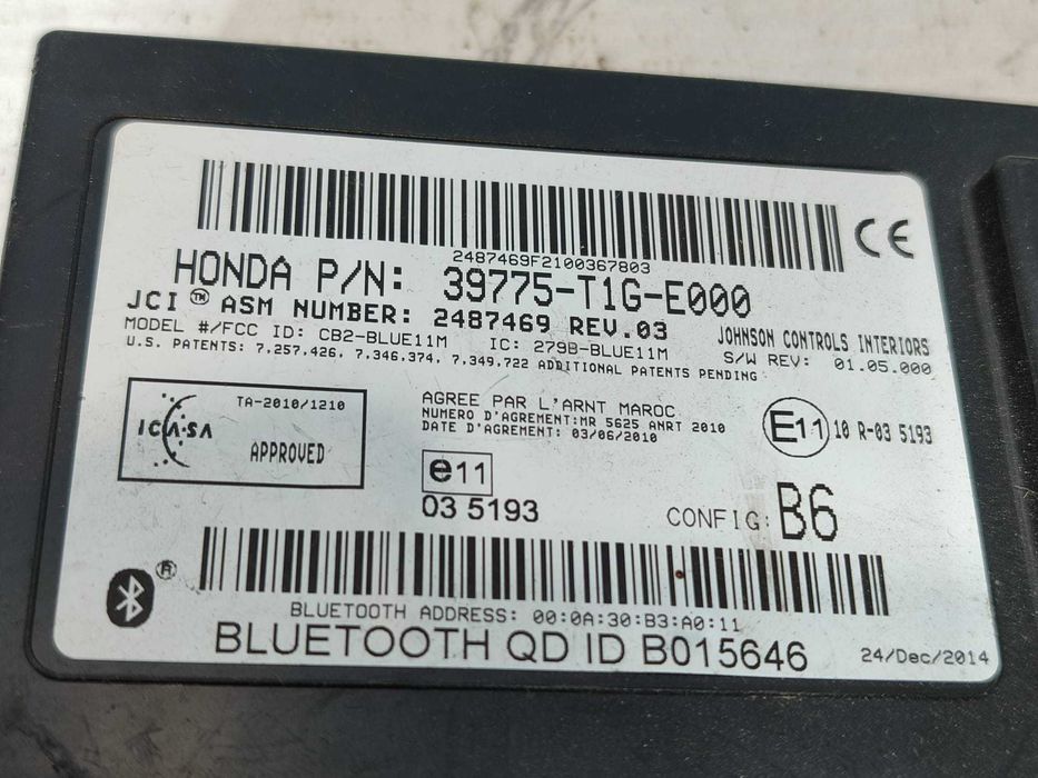 Modul Bluetooth Hands Free Honda CR-V COD: 39775-T1G-E000 2015 / [2007-2012] / (5G3)