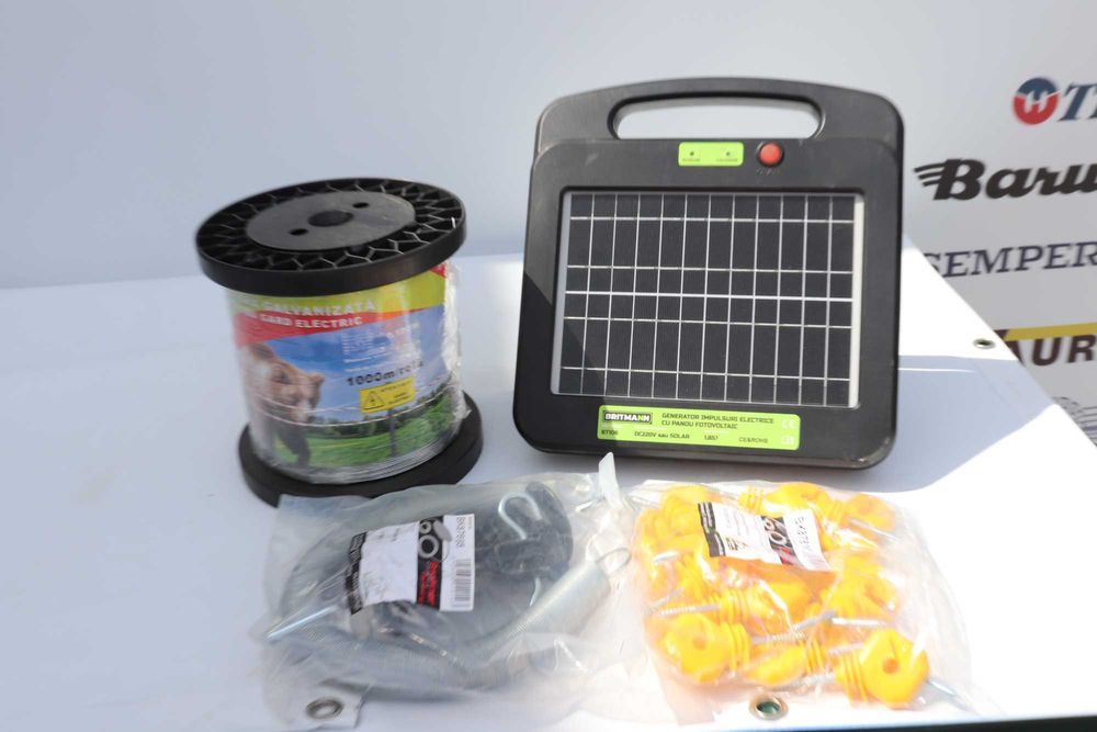 Cheie izolatori aparat gard electric curent si baterie panou fotovoltaic rola fir