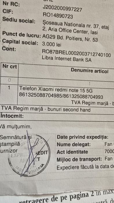 Redmi note 15 5g Nou 770 roni 8 cu 256 giga