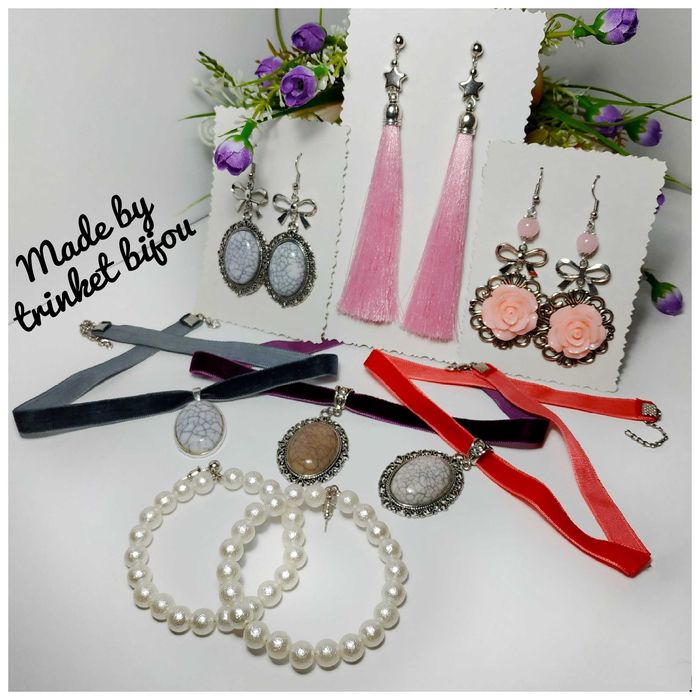 Чокер из бисера жемчуга бархата кружев