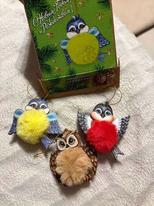 Набор птичек-игрушек ручной работы