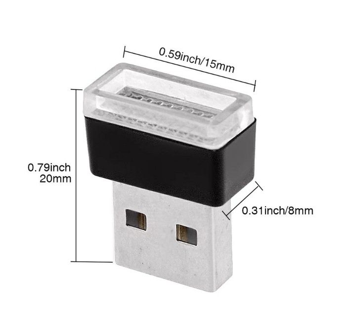 Mini stick USB cu lumină LED  ambientală. Laptop, PC, Masina.