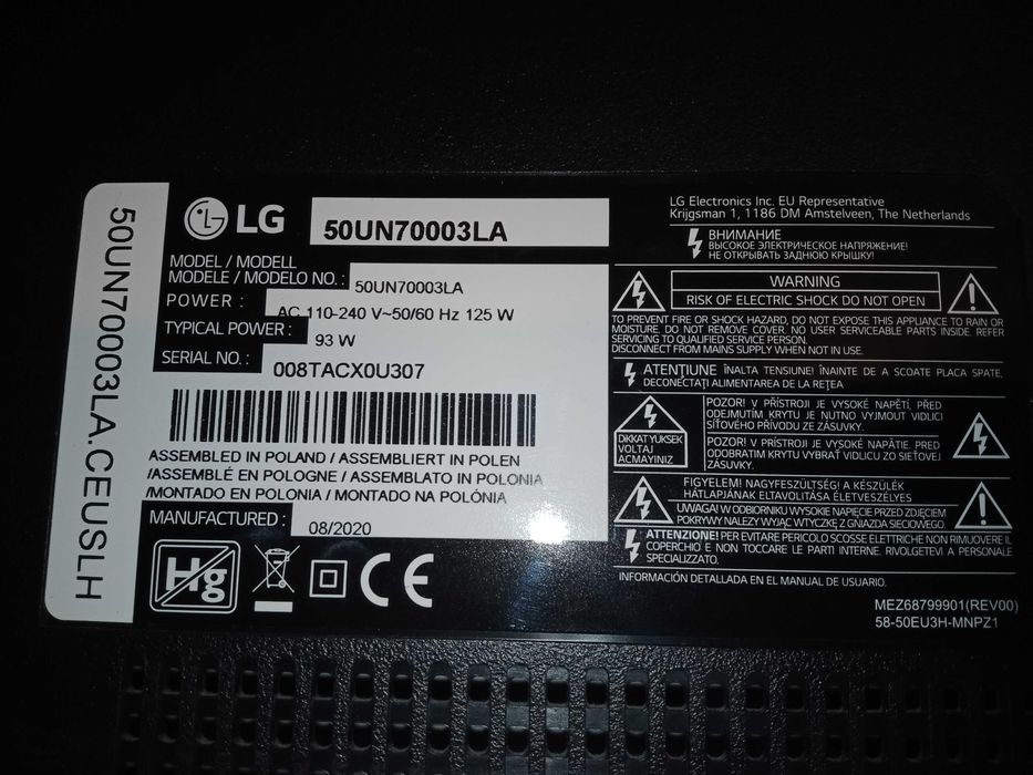 Televizor TV, Smart, 4K, LG 126 cm, defect pt piese