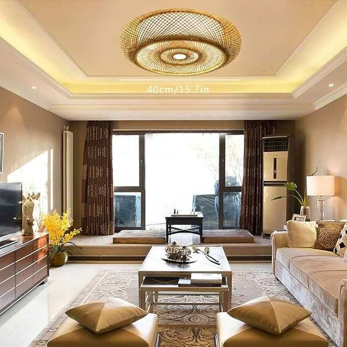 Намален с 20 лв. Таванна лампа от ратан естествен бамбук Полилей