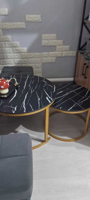 Журнальный столик Эрвин круглый лофт Журнальный столик двойной