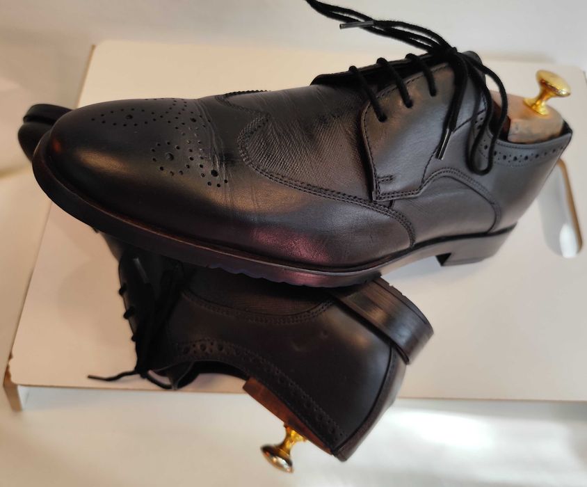 Pantofi derby 42 brogue premium LLOYD piele naturala moale albastru