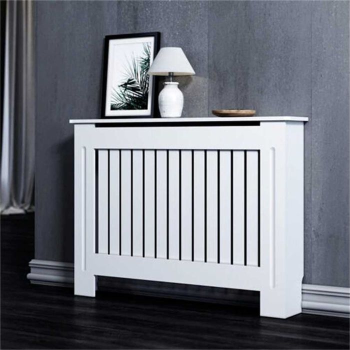 Panou decorativ- Masca calorifer, lemn MDF alb lucios